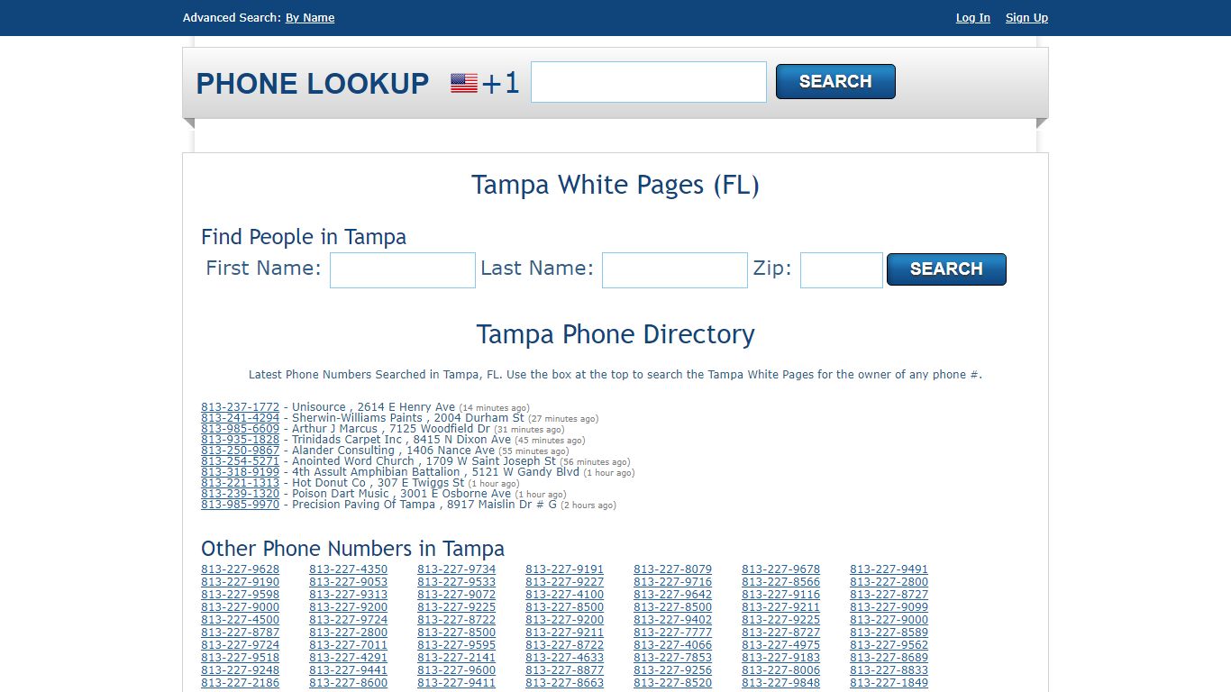 Tampa White Pages - Tampa Phone Directory Lookup